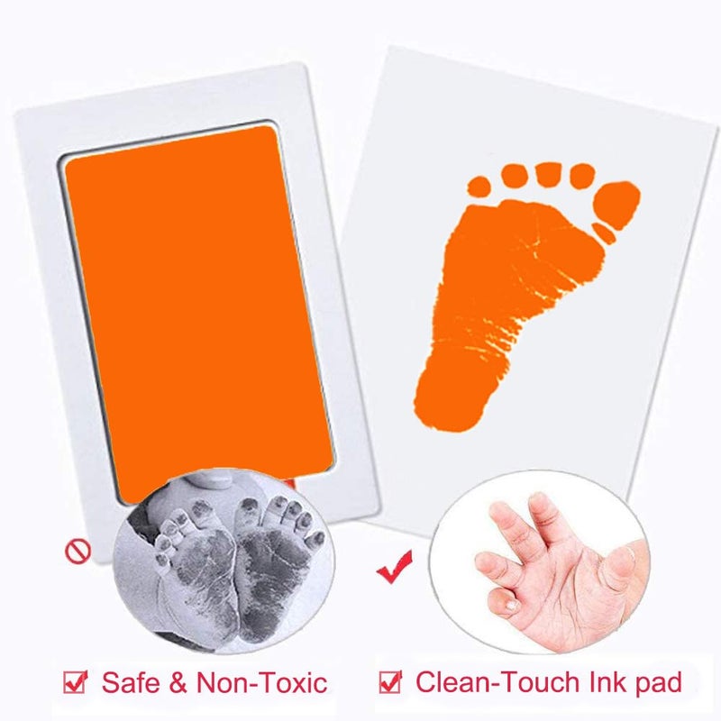 LelonHo 2 Pack Large Inkless Hand and Footprint Kit Clean Touch Ink Pad for Baby Pet Paw Print Kit(2 Orange Ink Pads,4 Imprint Cards) - Image 4